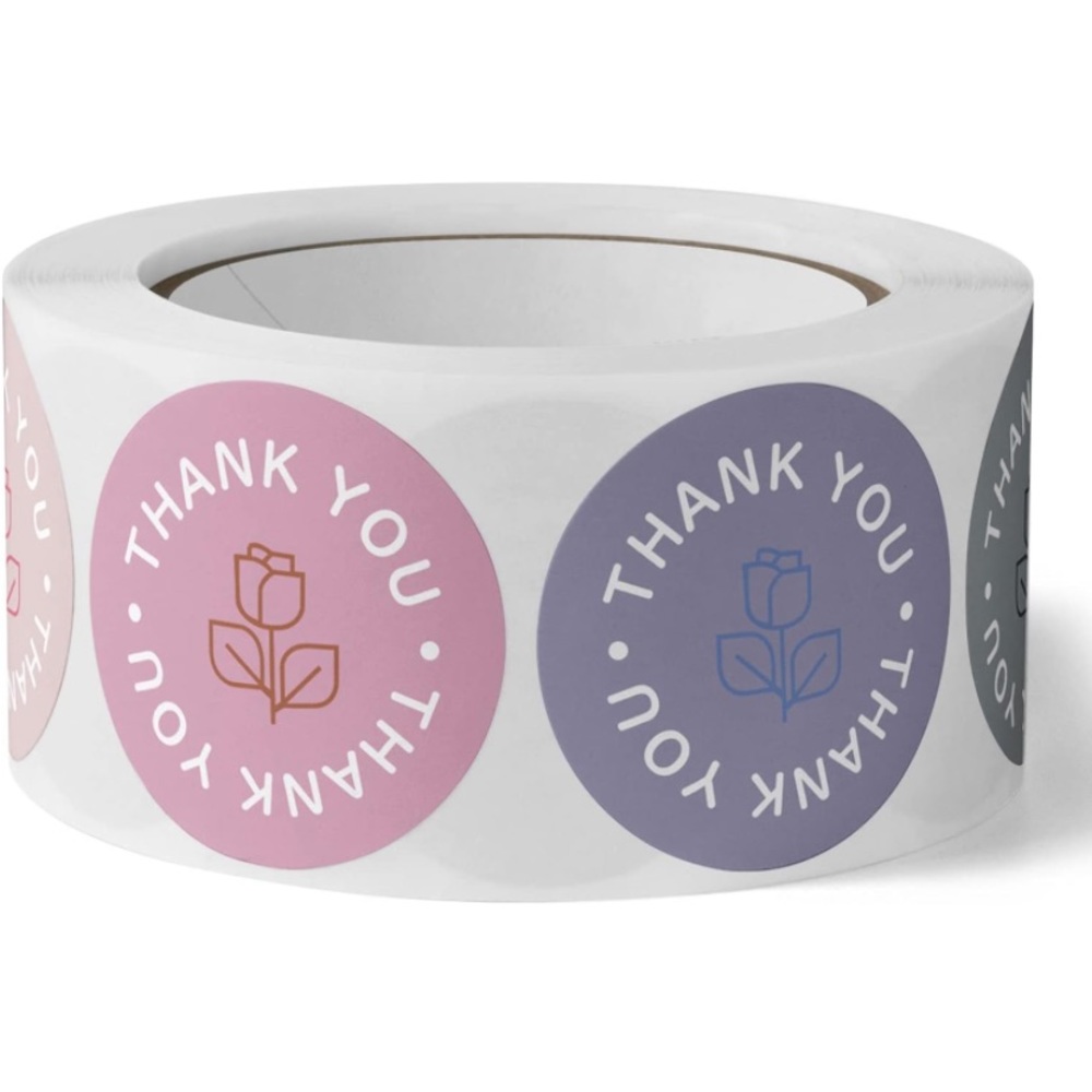 Roll of 500 pcs round self-adhesive Round Multicolor Thank You Stickers. - Picture 3 of 5